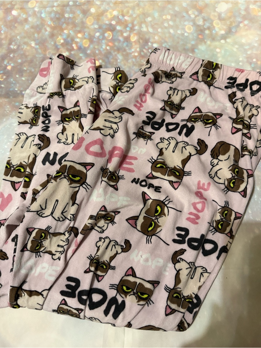 Pink Grumpy Cat-Print Pajama Pants size xl